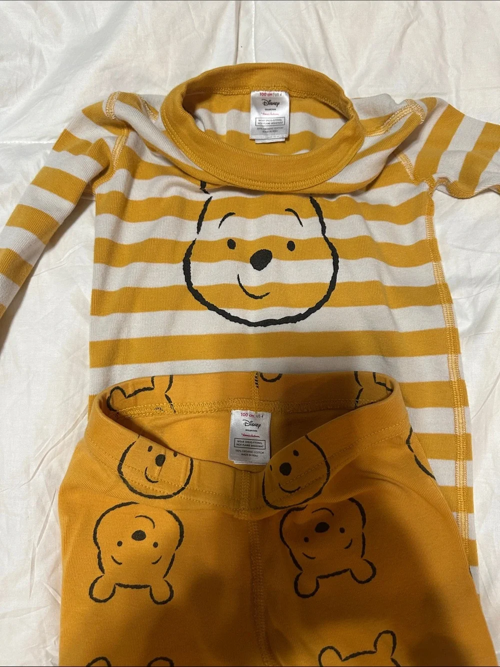 Disney Mustard Yellow Striped Bear Pajama Set